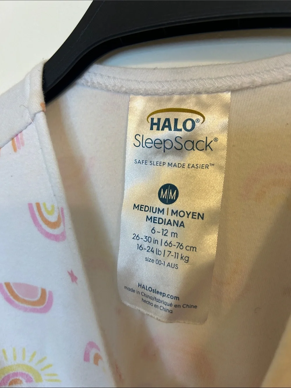 Halo Pink Rainbow & Sun Print Sleep Sack, Size Medium / 6-12 Months